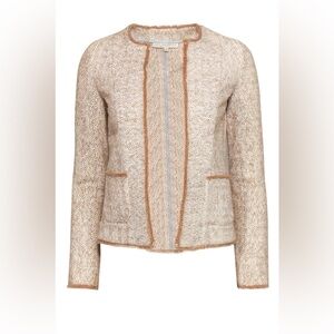 Ann Mashburn Woven Cropped Jacket – White/Beige Fringe, Size M